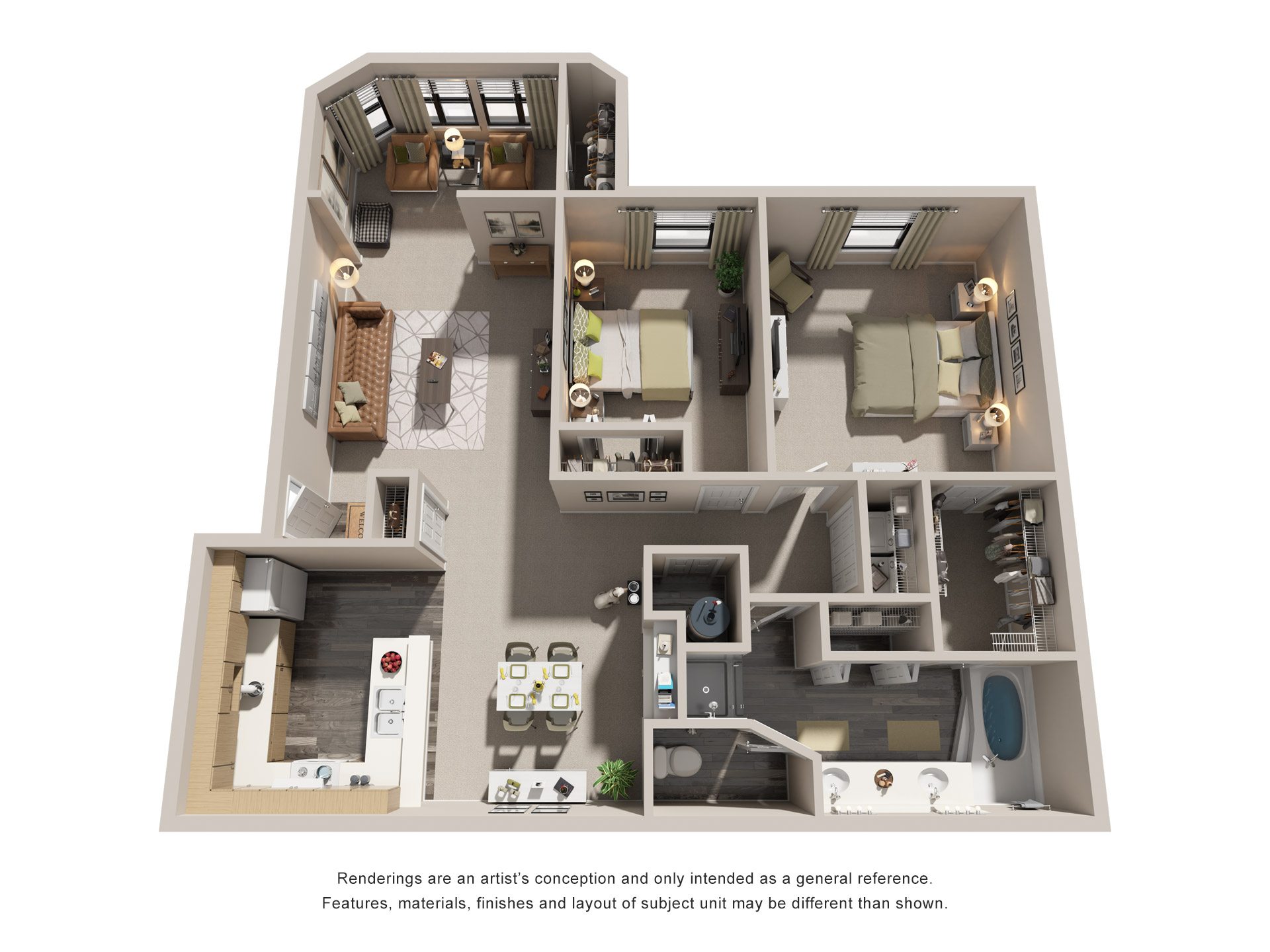 Floor plan for 2 beds, 1 bath, 1329 sqft